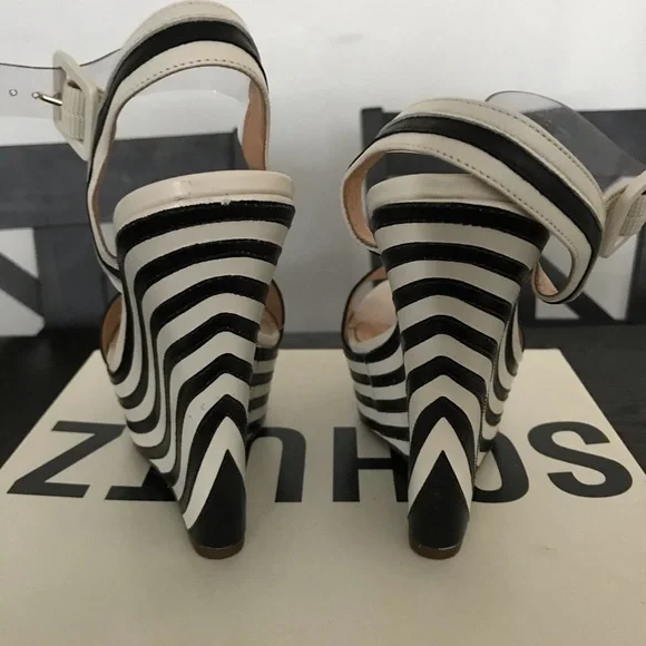 Schultz black & white wedge heels - Picture 5 of 6